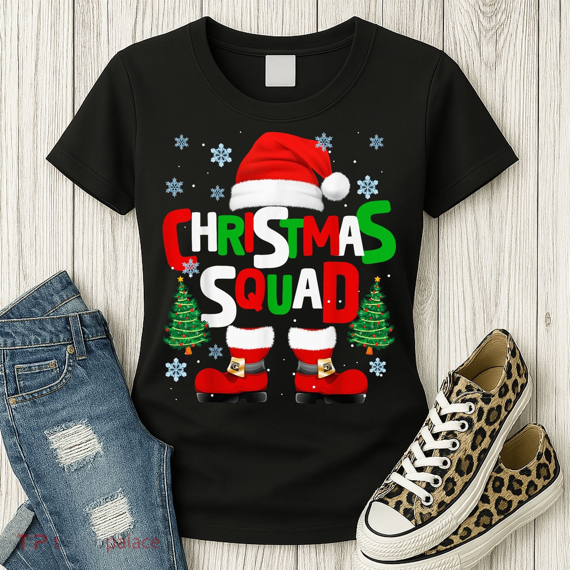 Christmas Squad Santa Claus Xmas Family Matching Pajamas Women's T-Shirt
