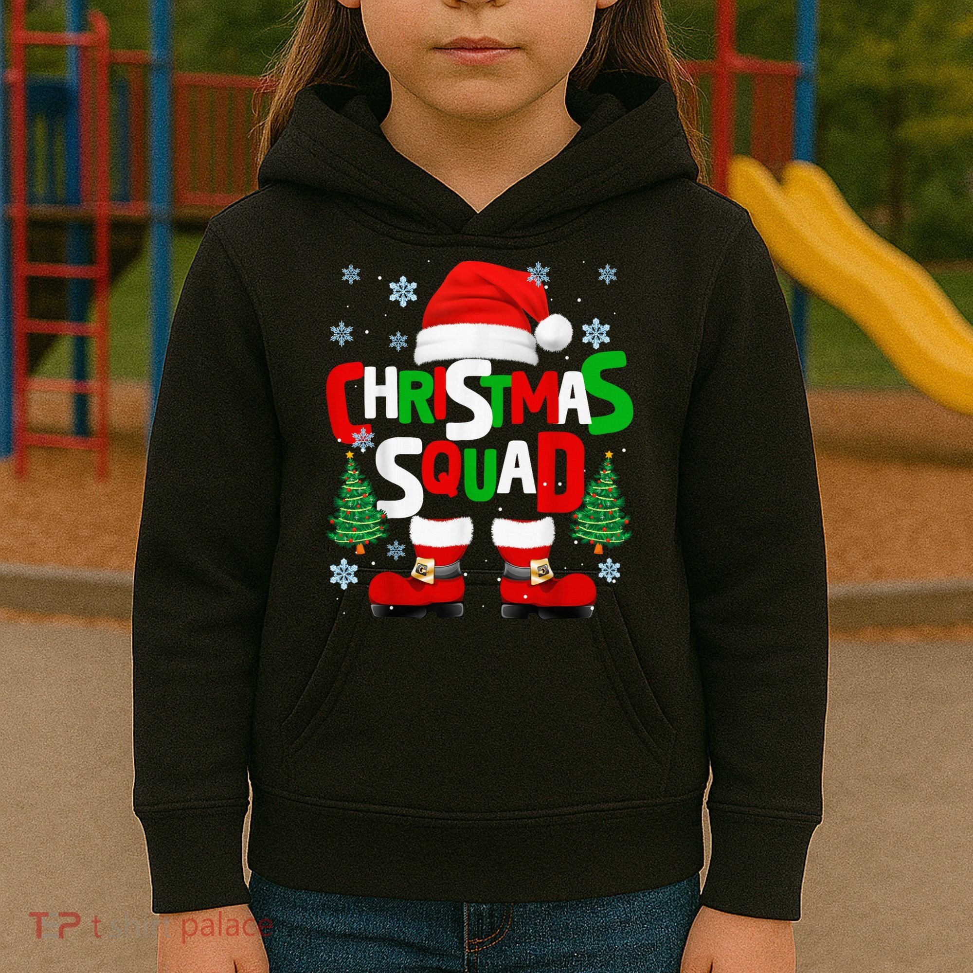 Christmas Squad Santa Claus Xmas Family Matching Pajamas Kids Hoodie