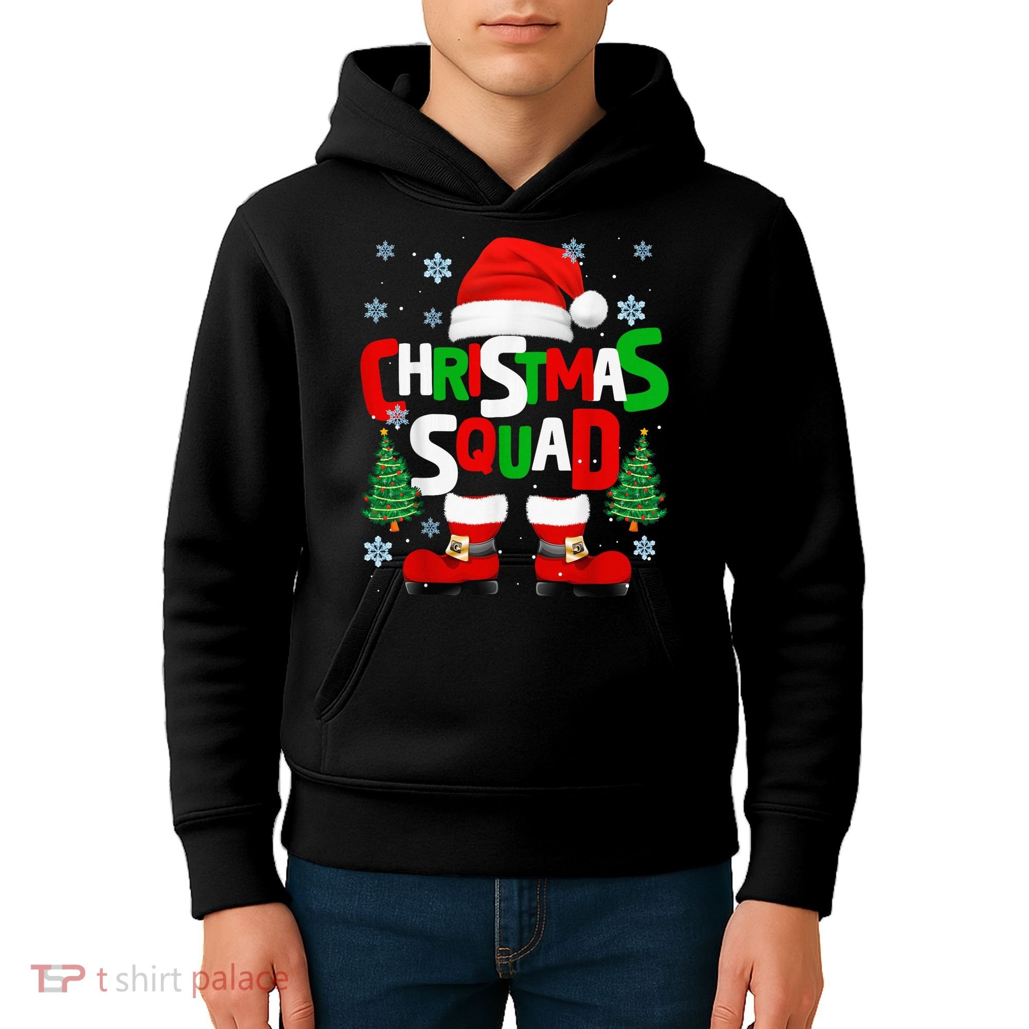 Christmas Squad Santa Claus Xmas Family Matching Pajamas Kids Hoodie