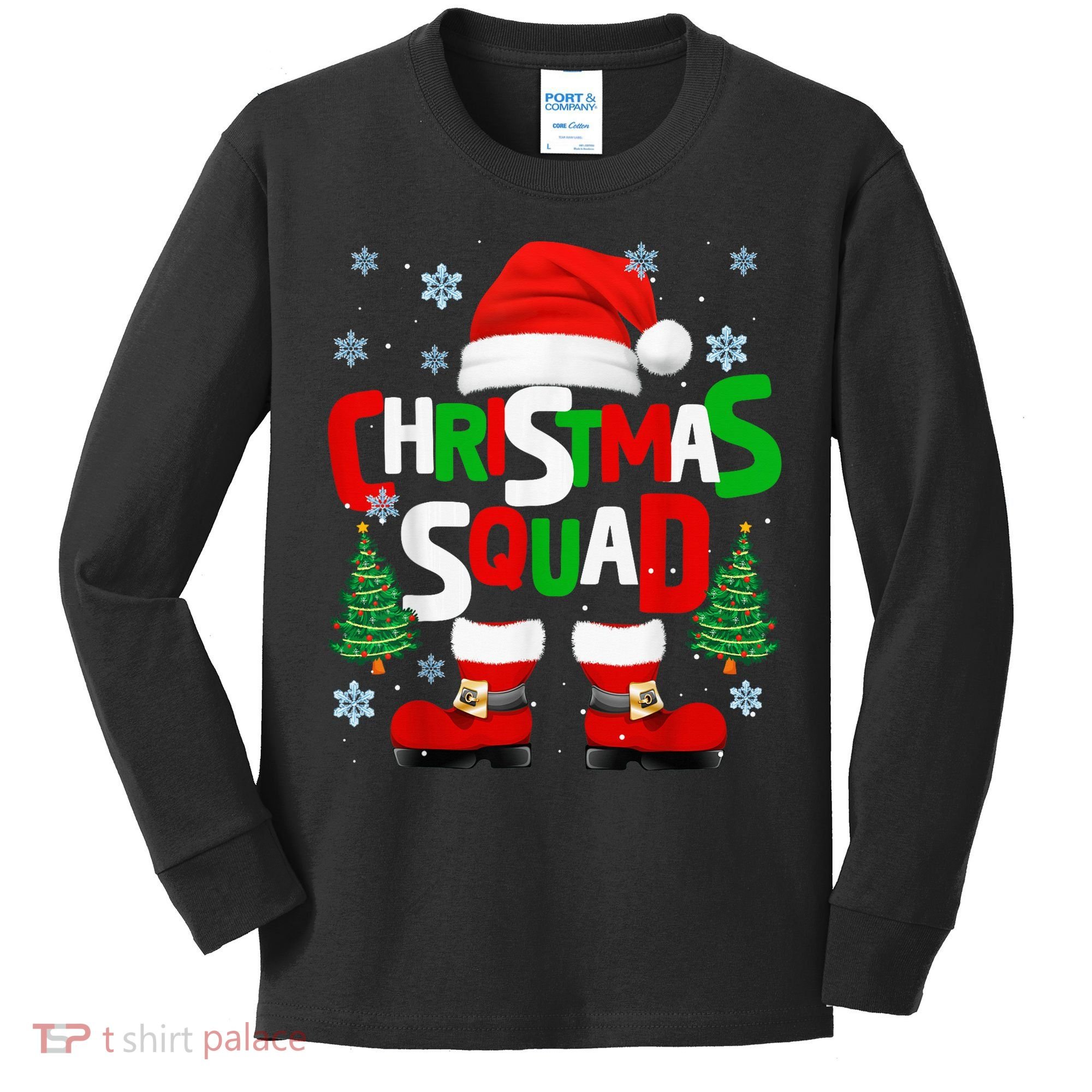 Christmas Squad Santa Claus Xmas Family Matching Pajamas Kids Long Sleeve Shirt