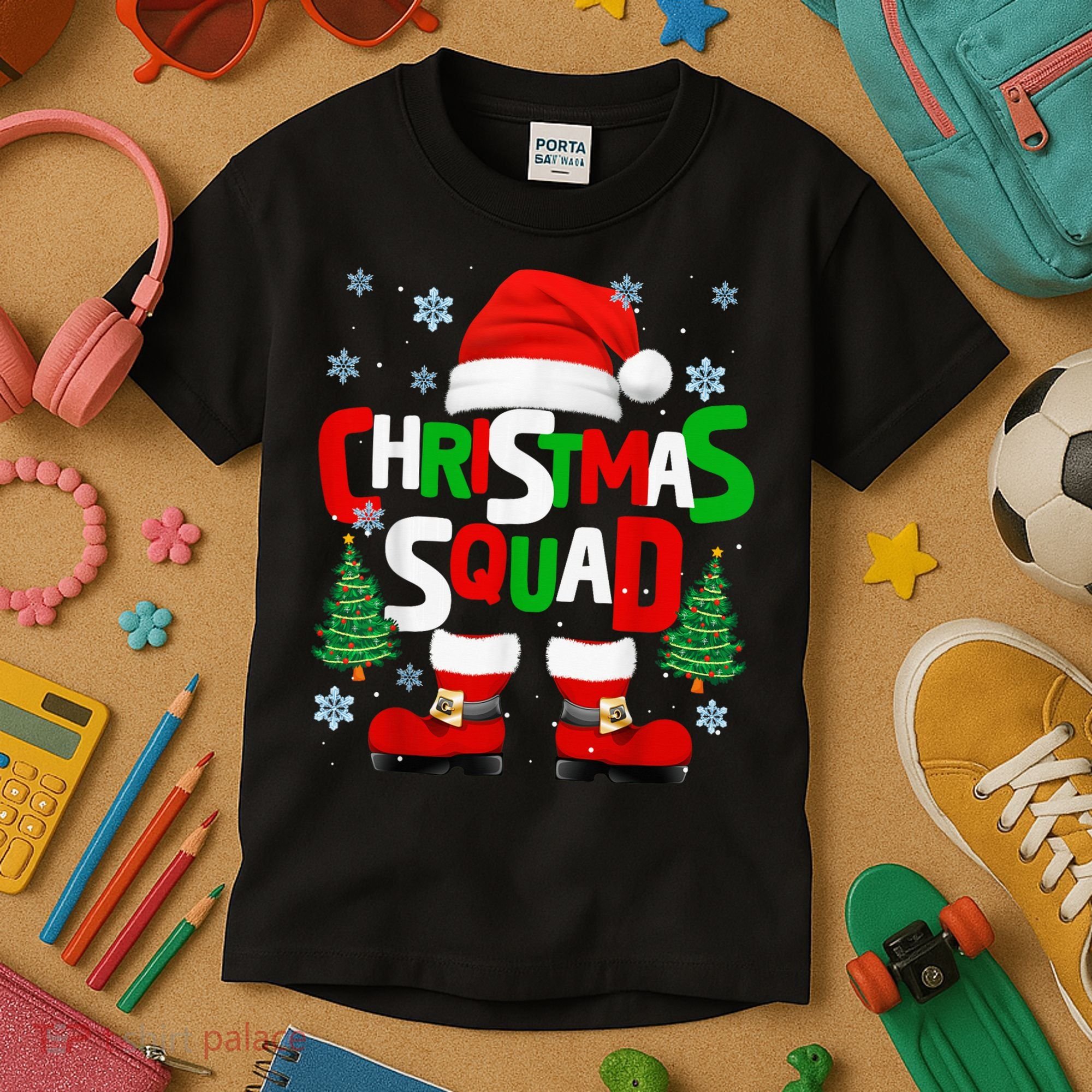 Christmas Squad Santa Claus Xmas Family Matching Pajamas Kids T-Shirt