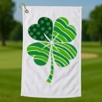 Clover Star St Patrick's Day Festive Holiday Golf Towel thumb 1