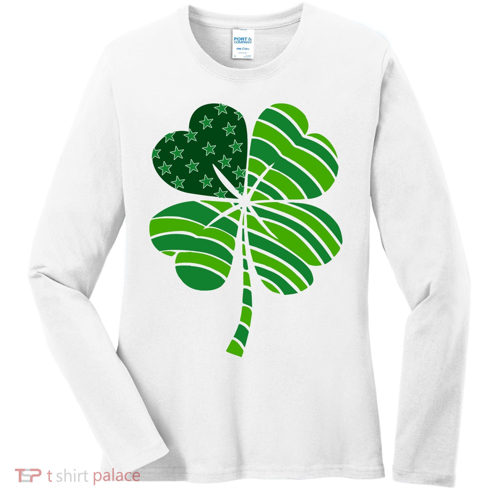 Clover Star St Patrick's Day Festive Holiday Women's Long Sleeve Shirt