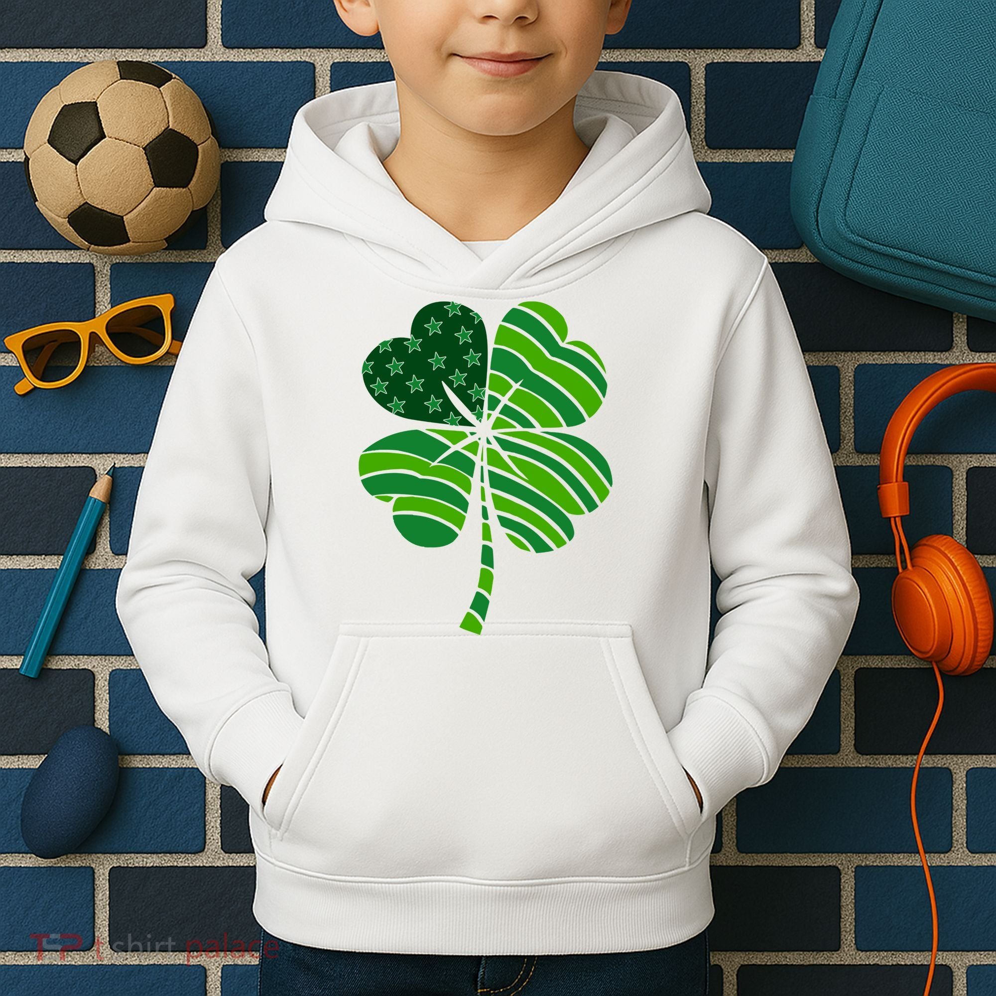 Clover Star St Patrick's Day Festive Holiday Kids Hoodie