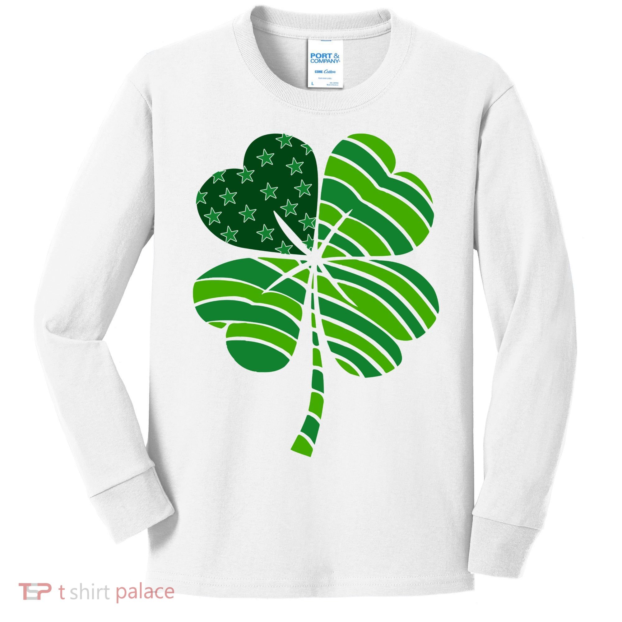 Clover Star St Patrick's Day Festive Holiday Kids Long Sleeve Shirt