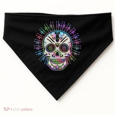 Colorful Sugar Skull Weapons USA-Made Doggie Bandana