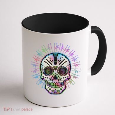 Colorful Sugar Skull Weapons Coffee Mug back