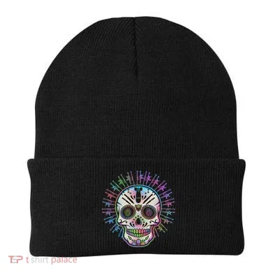 Colorful Sugar Skull Weapons Beanie