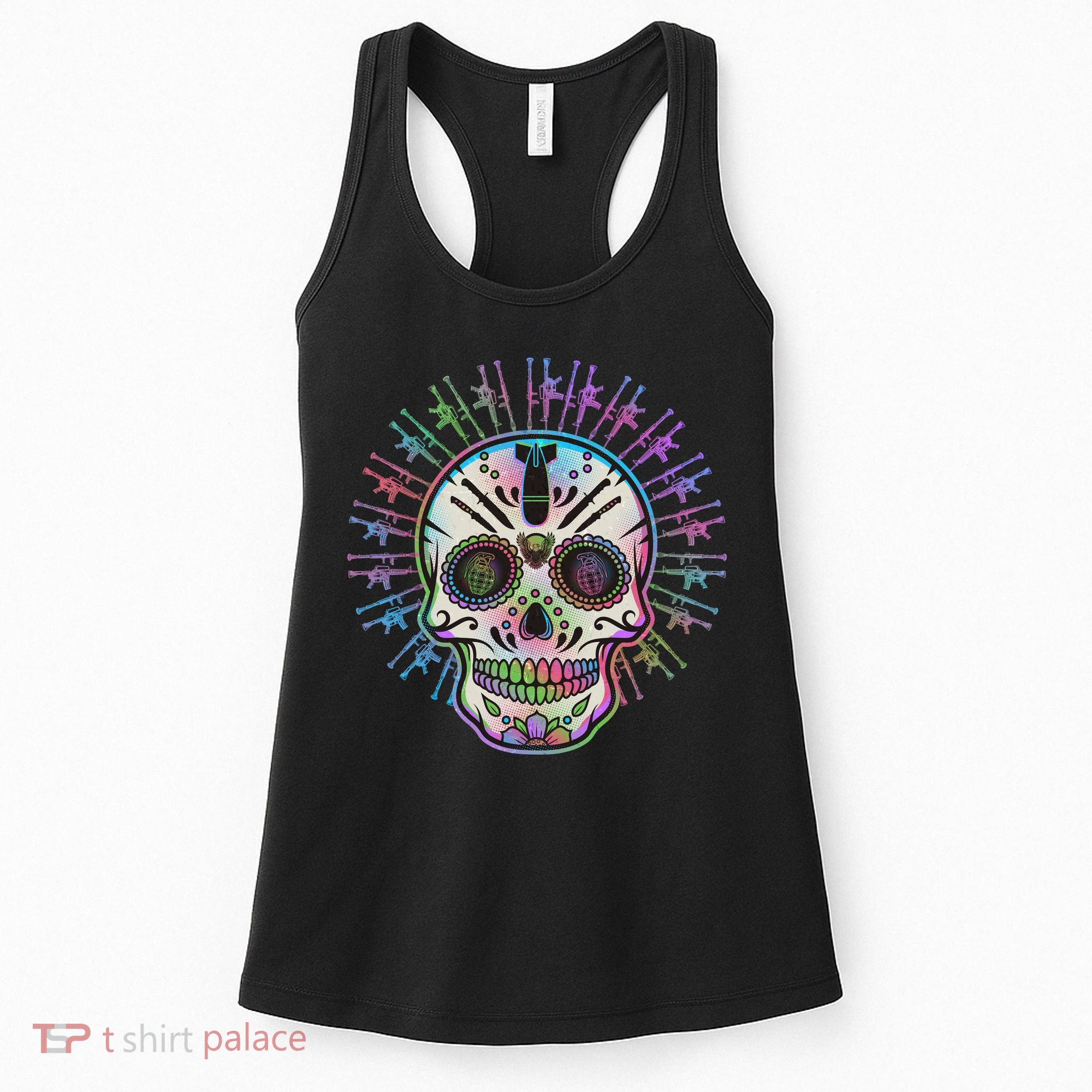 Colorful Sugar Skull Weapons Women's Tank Top