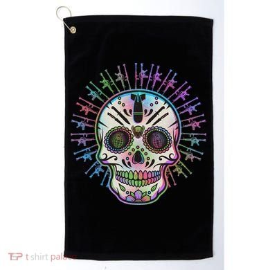 Colorful Sugar Skull Weapons Golf Towel
