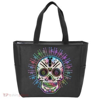 Colorful Sugar Skull Weapons Tote Bag