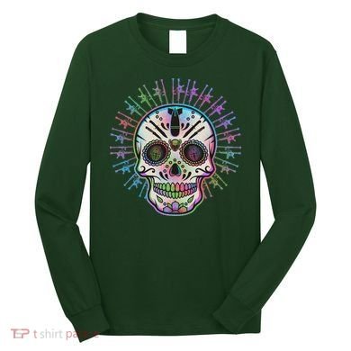 Colorful Sugar Skull Weapons Long Sleeve Shirt