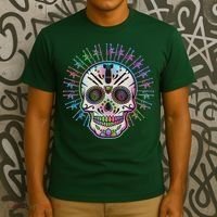 Colorful Sugar Skull Weapons T-Shirt thumb 3