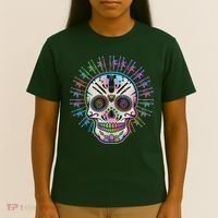 Colorful Sugar Skull Weapons T-Shirt thumb 4