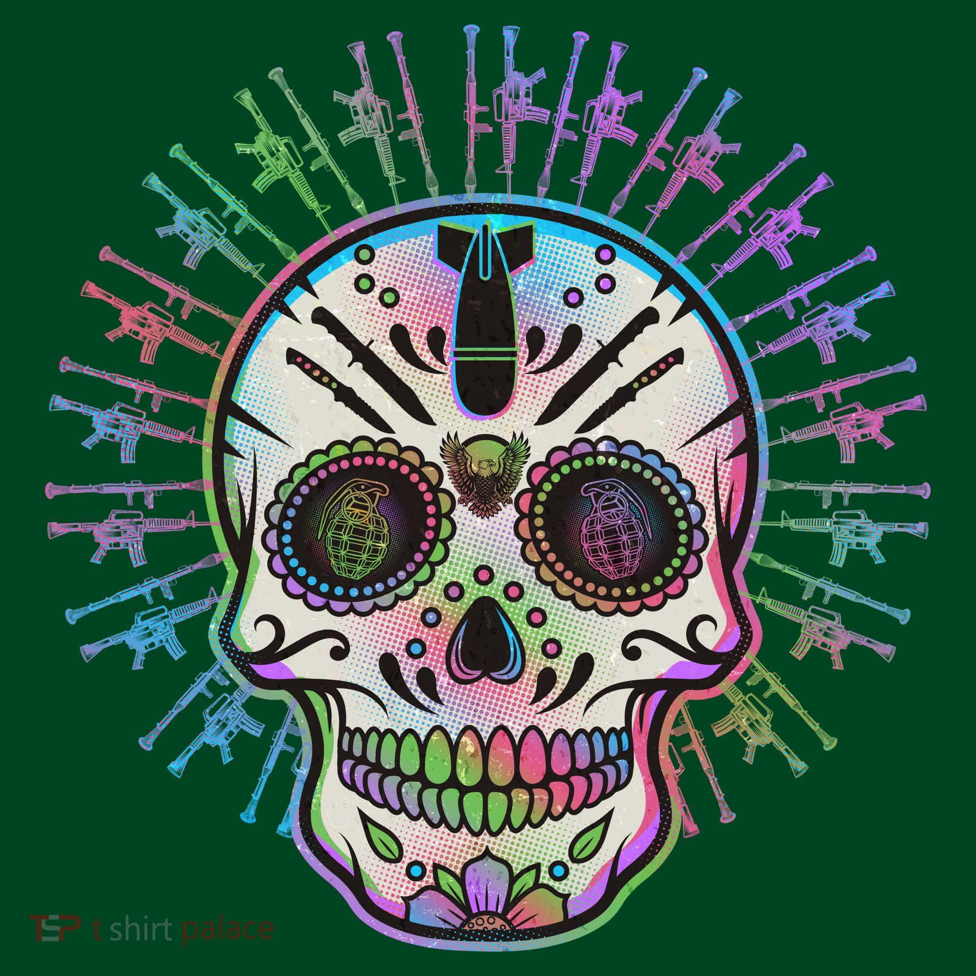 Colorful Sugar Skull Weapons T-Shirt