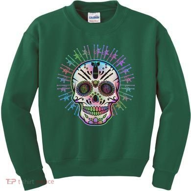 Colorful Sugar Skull Weapons Kids Sweatshirt