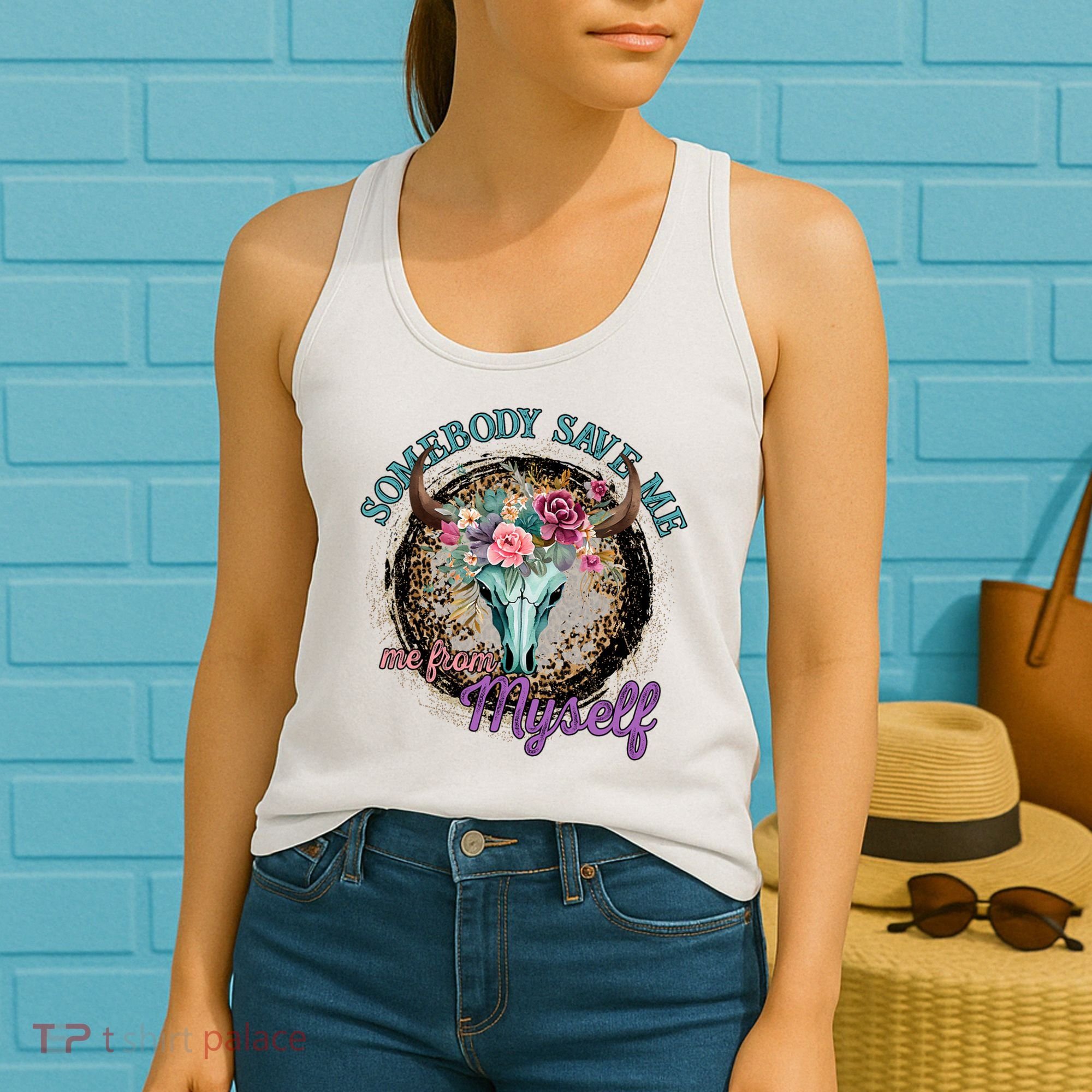 Cowgirl Somebody Save Me Country Music Women's Tank Top