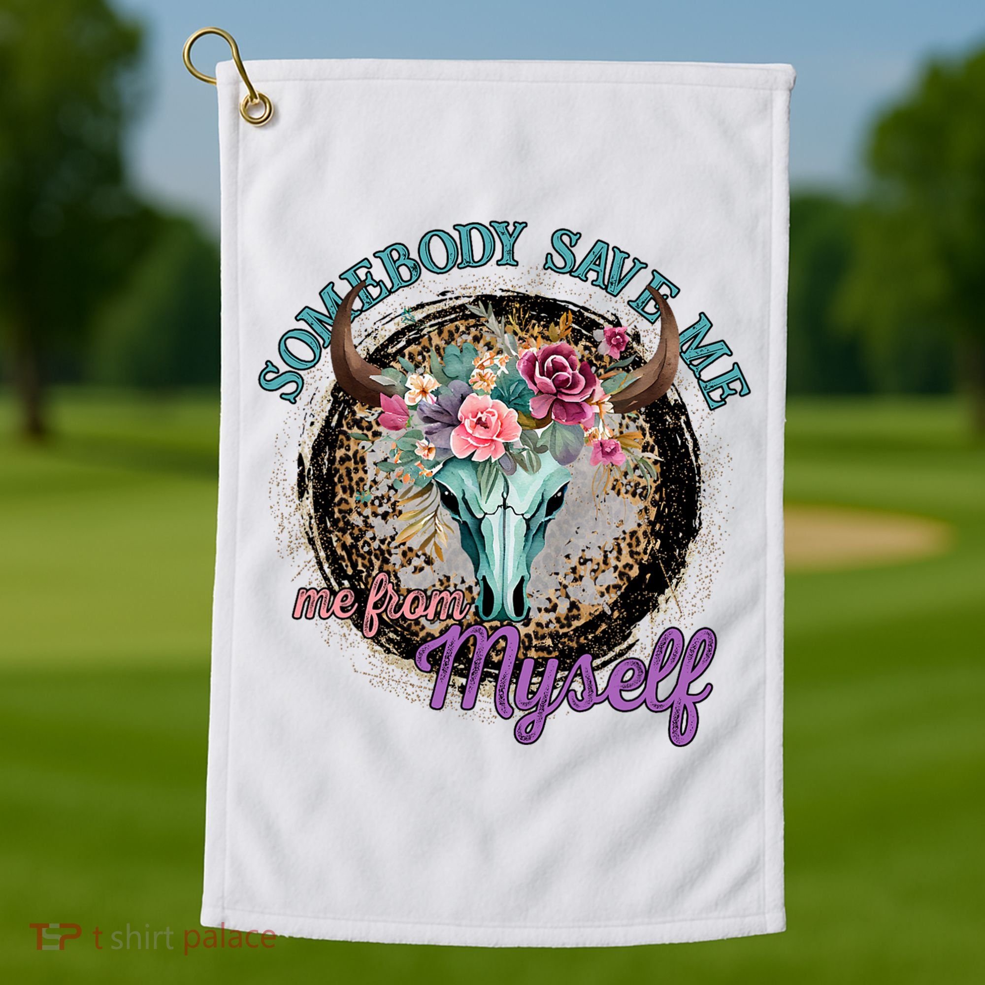 Cowgirl Somebody Save Me Country Music Golf Towel