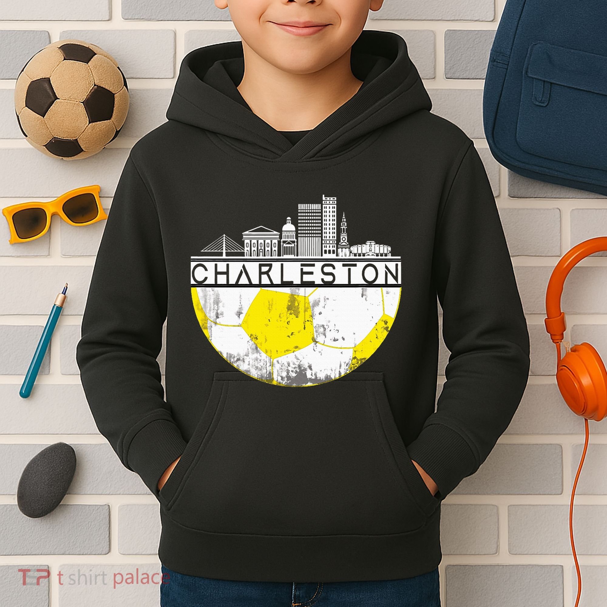 Charleston Skyline Soccer Champs Soccer Sports Fan Cool Kids Hoodie