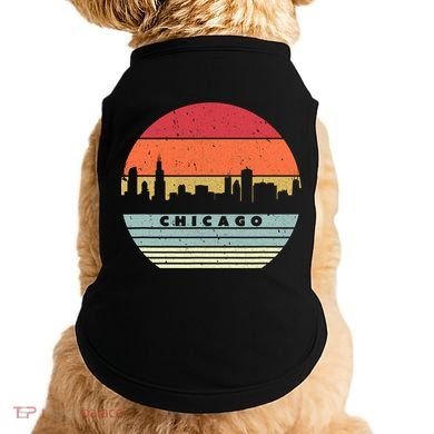 Chicago Souvenir Shirt. Retro Style USA Skyline Doggie Tank