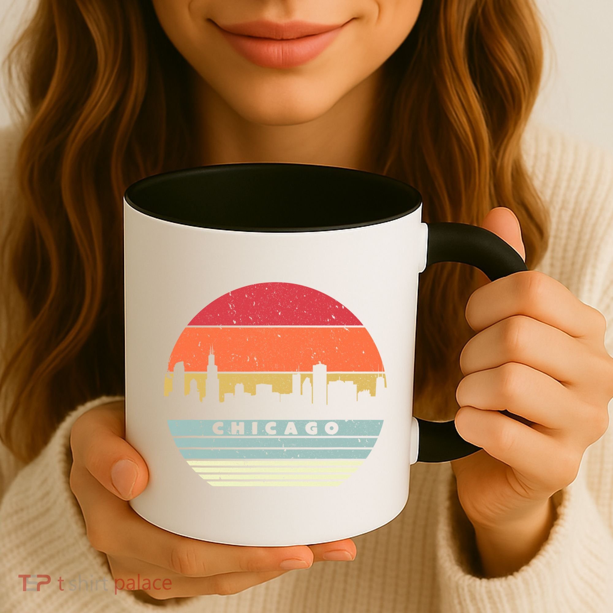Chicago Souvenir Shirt. Retro Style USA Skyline Coffee Mug