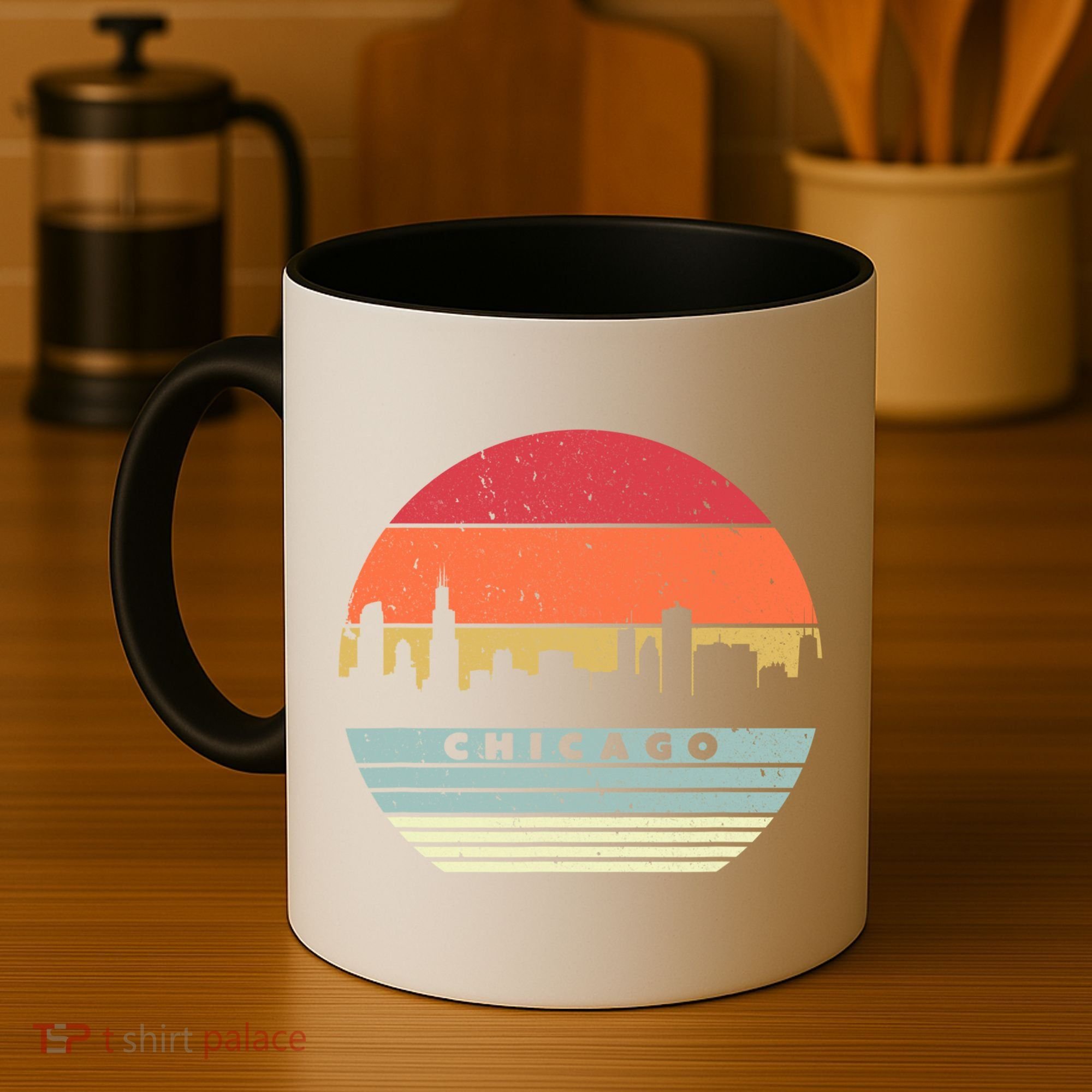 Chicago Souvenir Shirt. Retro Style USA Skyline Coffee Mug