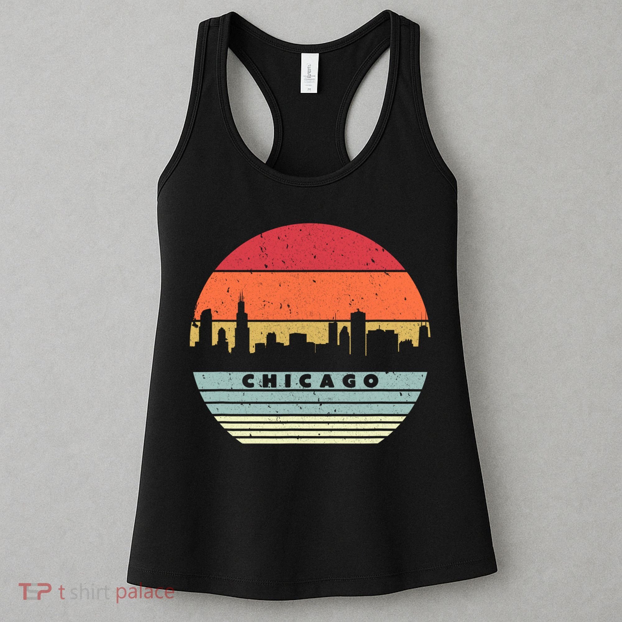 Chicago Souvenir Shirt. Retro Style USA Skyline Women's Tank Top