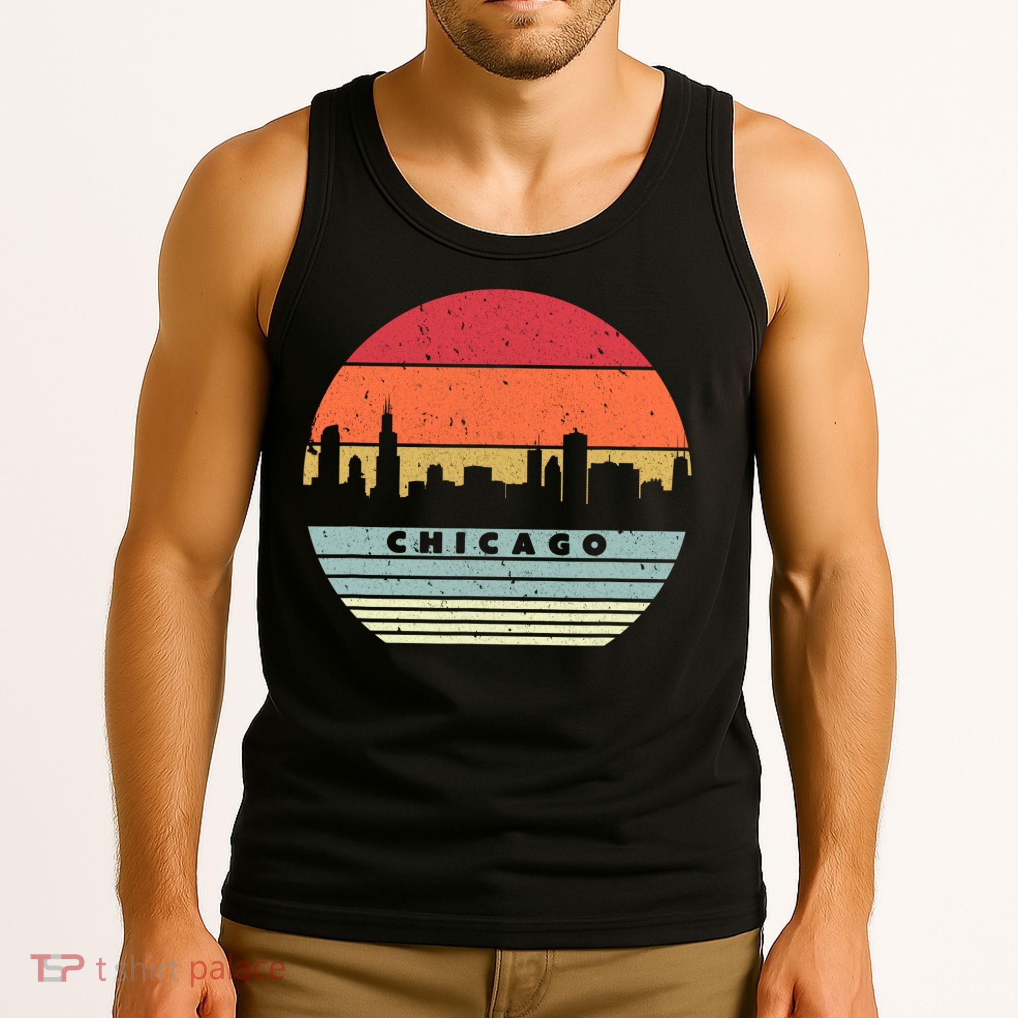 Chicago Souvenir Shirt. Retro Style USA Skyline Tank Top