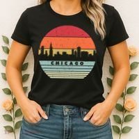 Chicago Souvenir Shirt. Retro Style USA Skyline Women's T-Shirt thumb 2