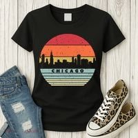 Chicago Souvenir Shirt. Retro Style USA Skyline Women's T-Shirt thumb 3
