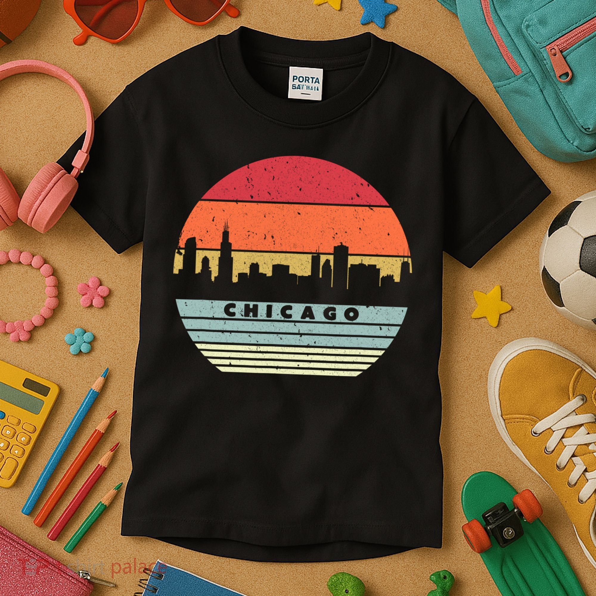 Chicago Souvenir Shirt. Retro Style USA Skyline Kids T-Shirt