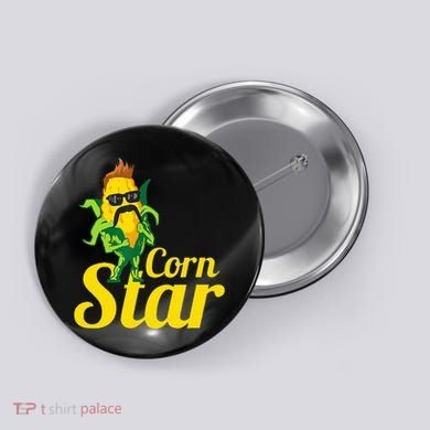 Corn Star Sunglasses Mustache Corn Button