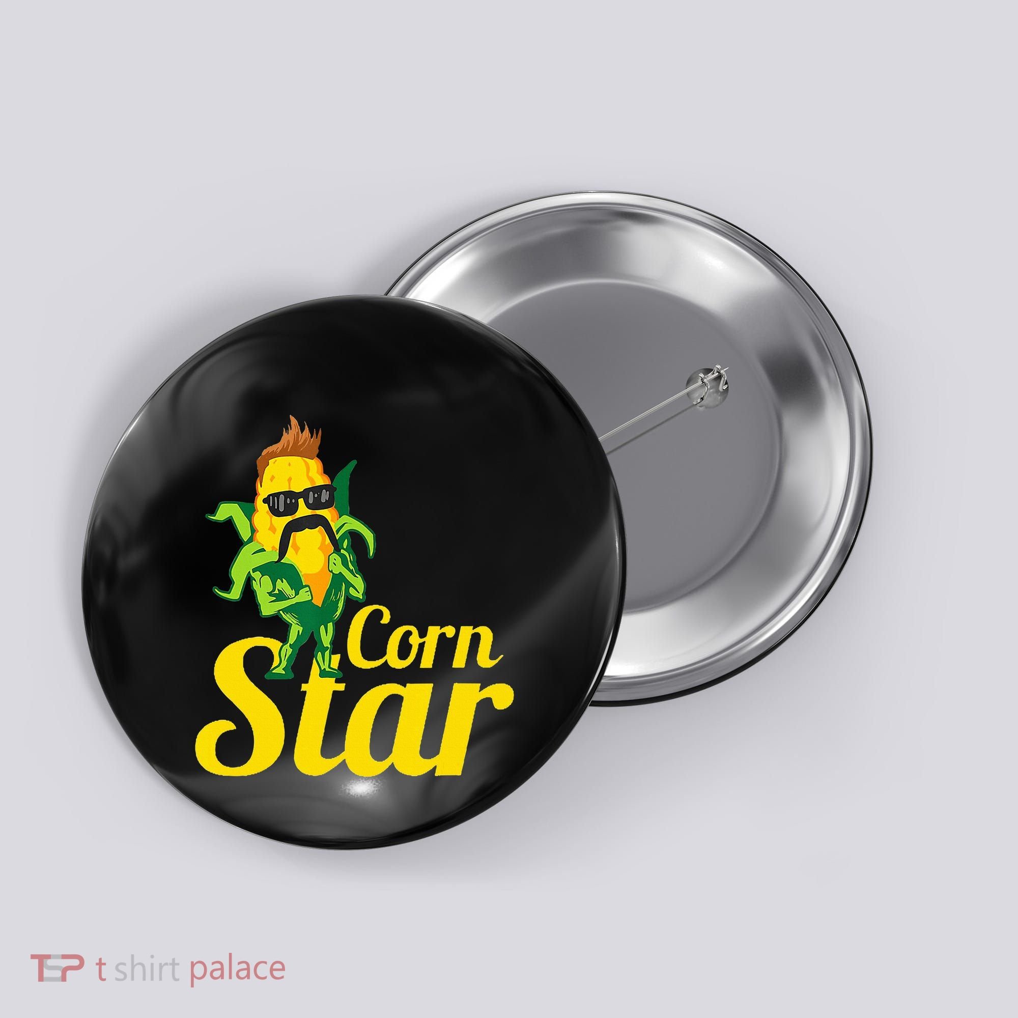 Corn Star Sunglasses Mustache Corn Button