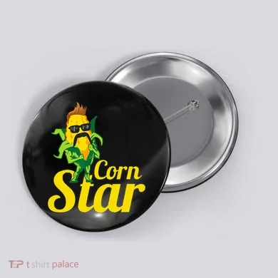 Corn Star Sunglasses Mustache Corn Button
