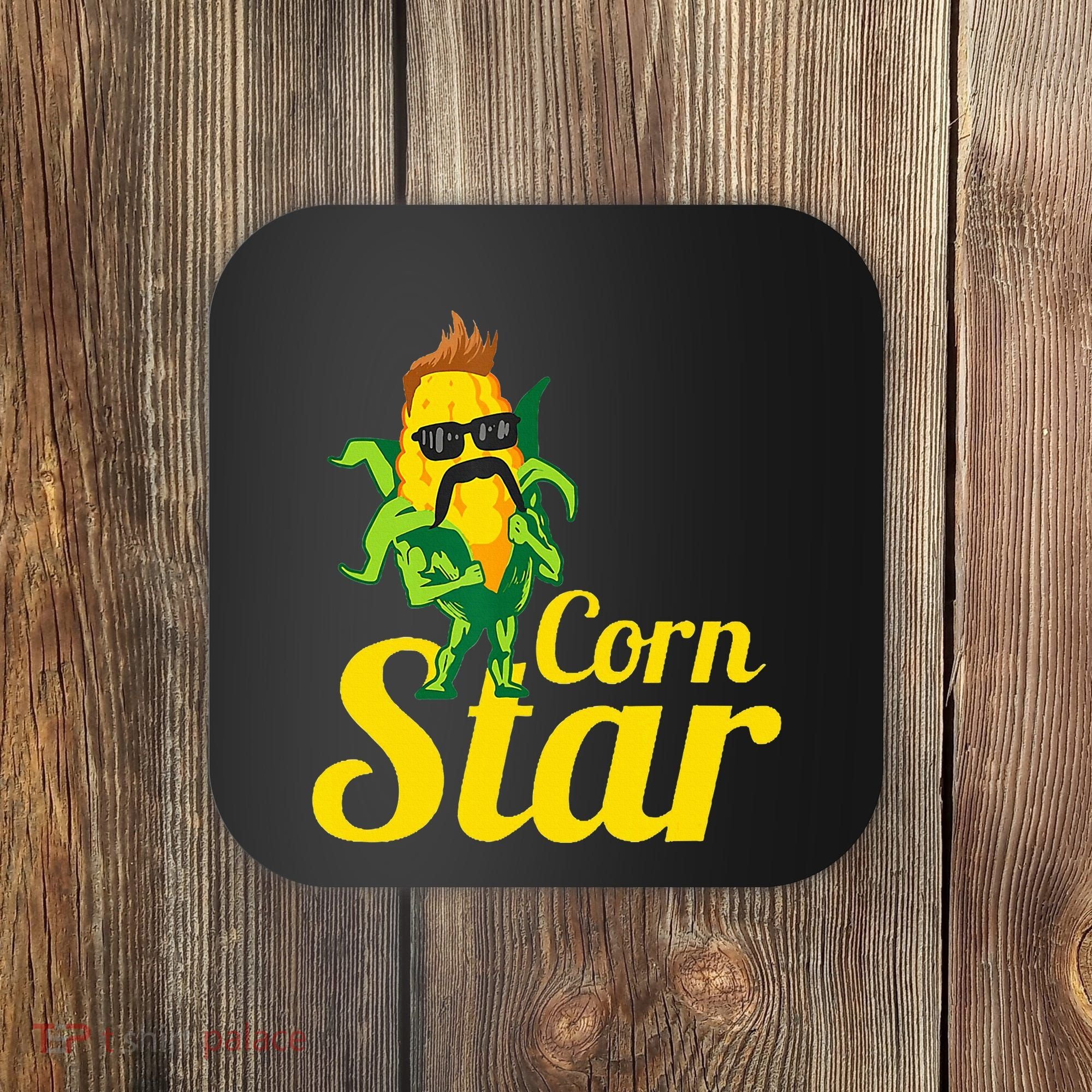 Corn Star Sunglasses Mustache Corn Coaster