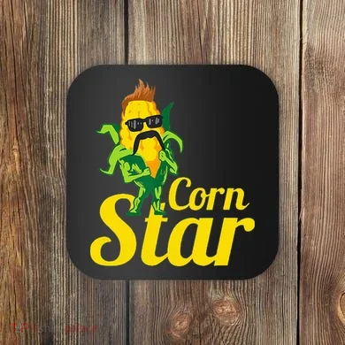 Corn Star Sunglasses Mustache Corn Coaster