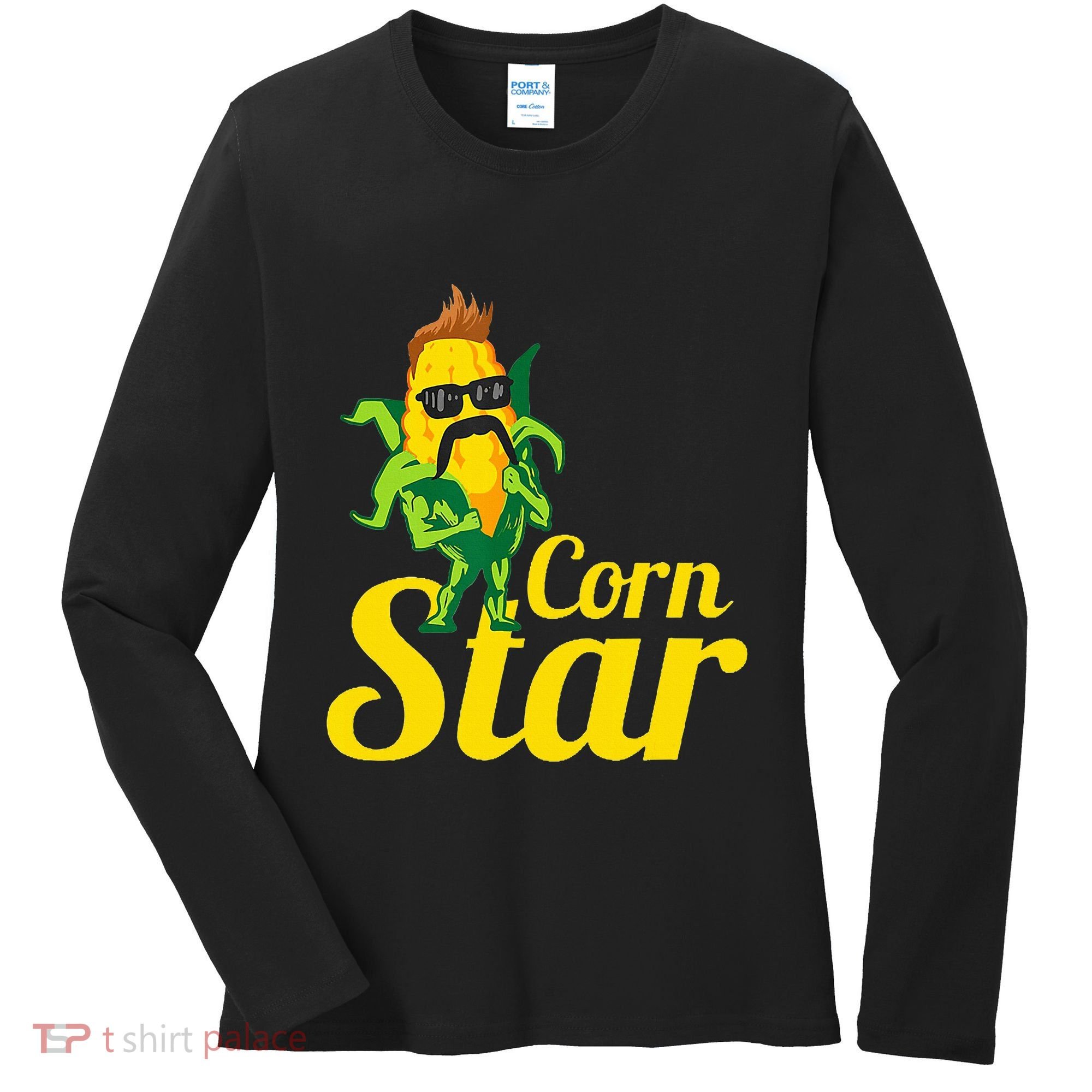 Corn Star Sunglasses Mustache Corn Women's Long Sleeve Shirt
