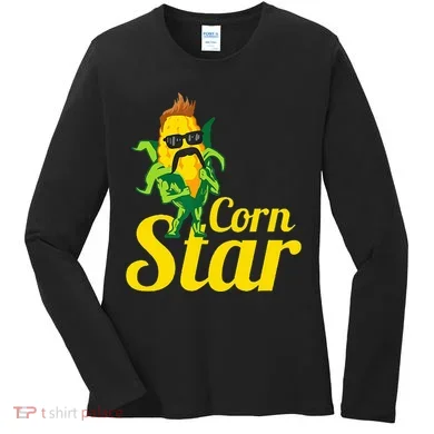 Corn Star Sunglasses Mustache Corn Women's Long Sleeve Shirt