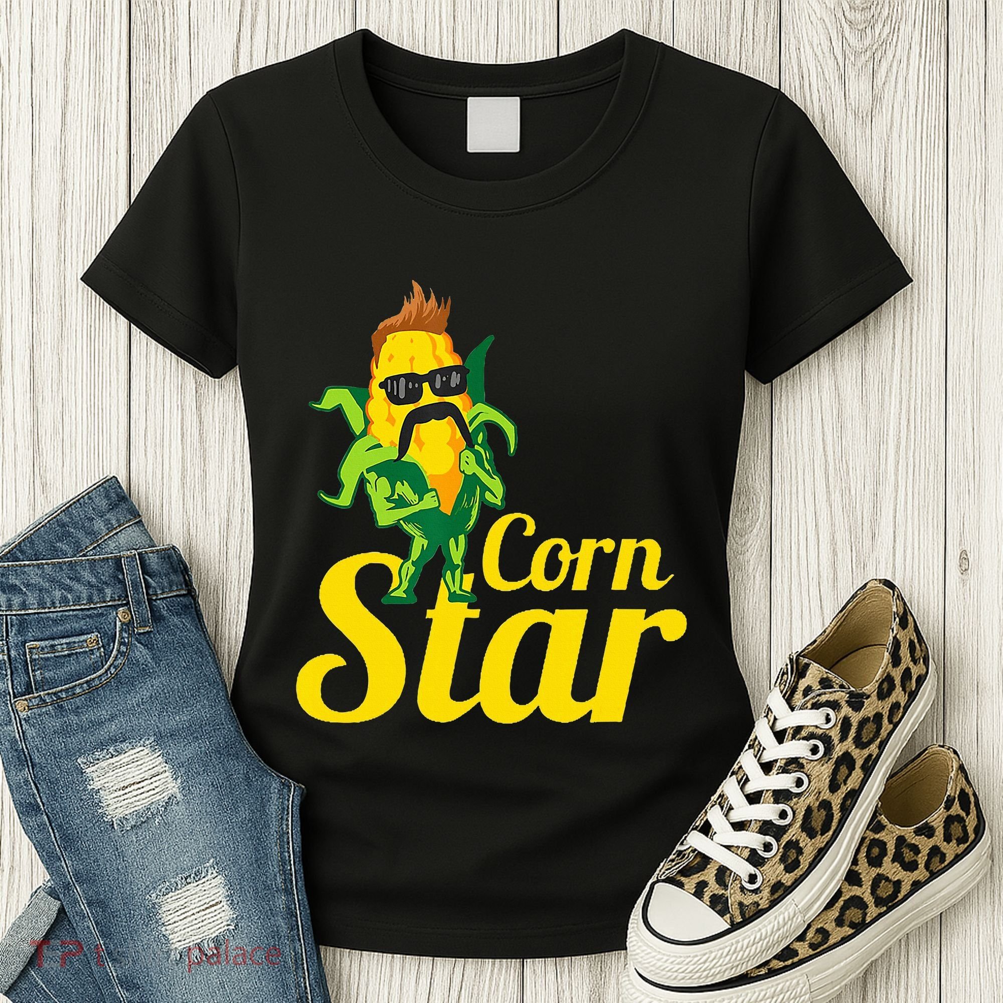 Corn Star Sunglasses Mustache Corn Women's T-Shirt