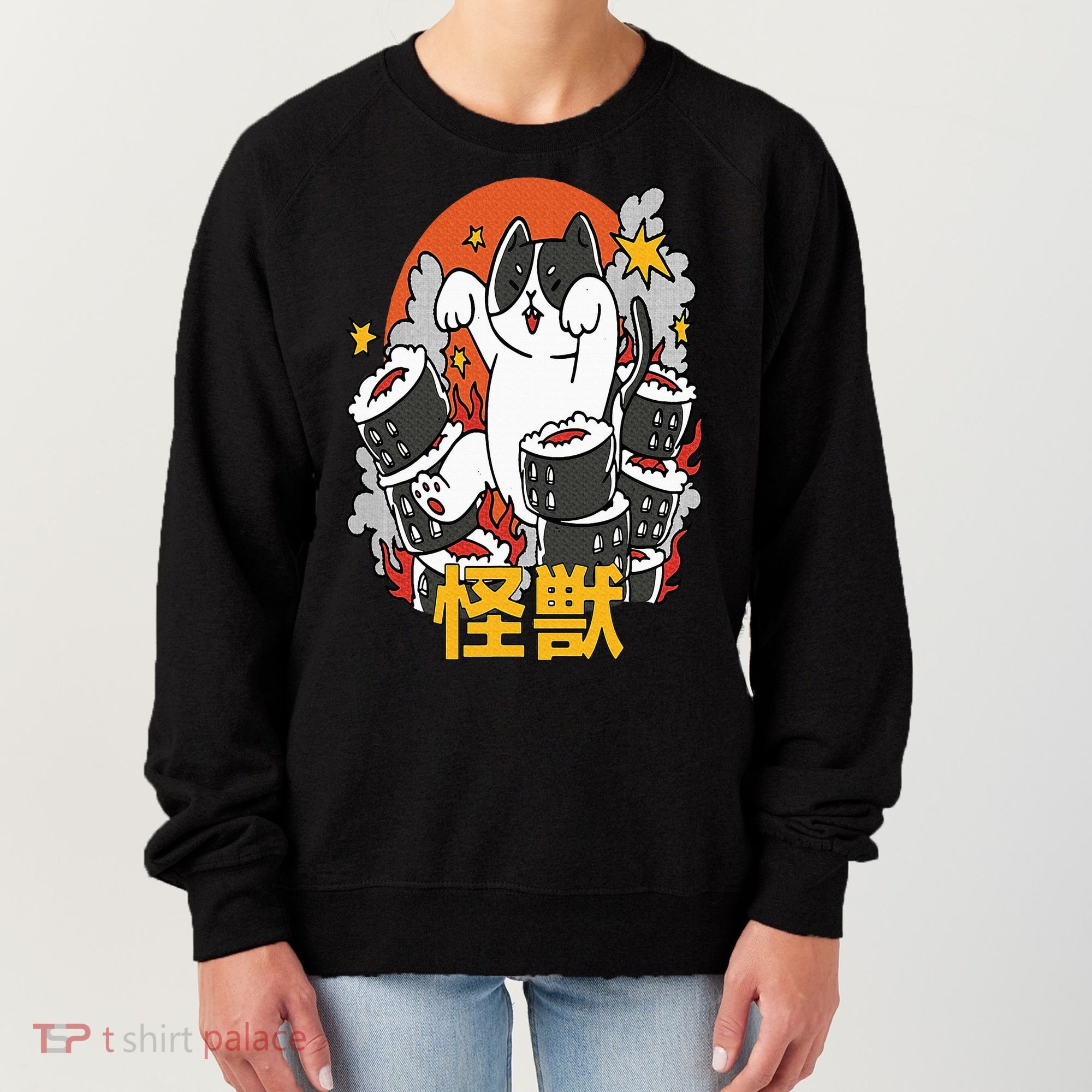 Catzilla Sunset Sushi Cat Japanese Women's Sweatshirt