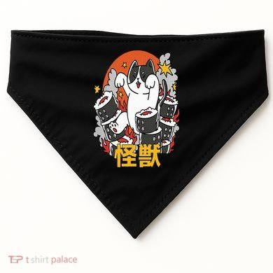 Catzilla Sunset Sushi Cat Japanese USA-Made Doggie Bandana