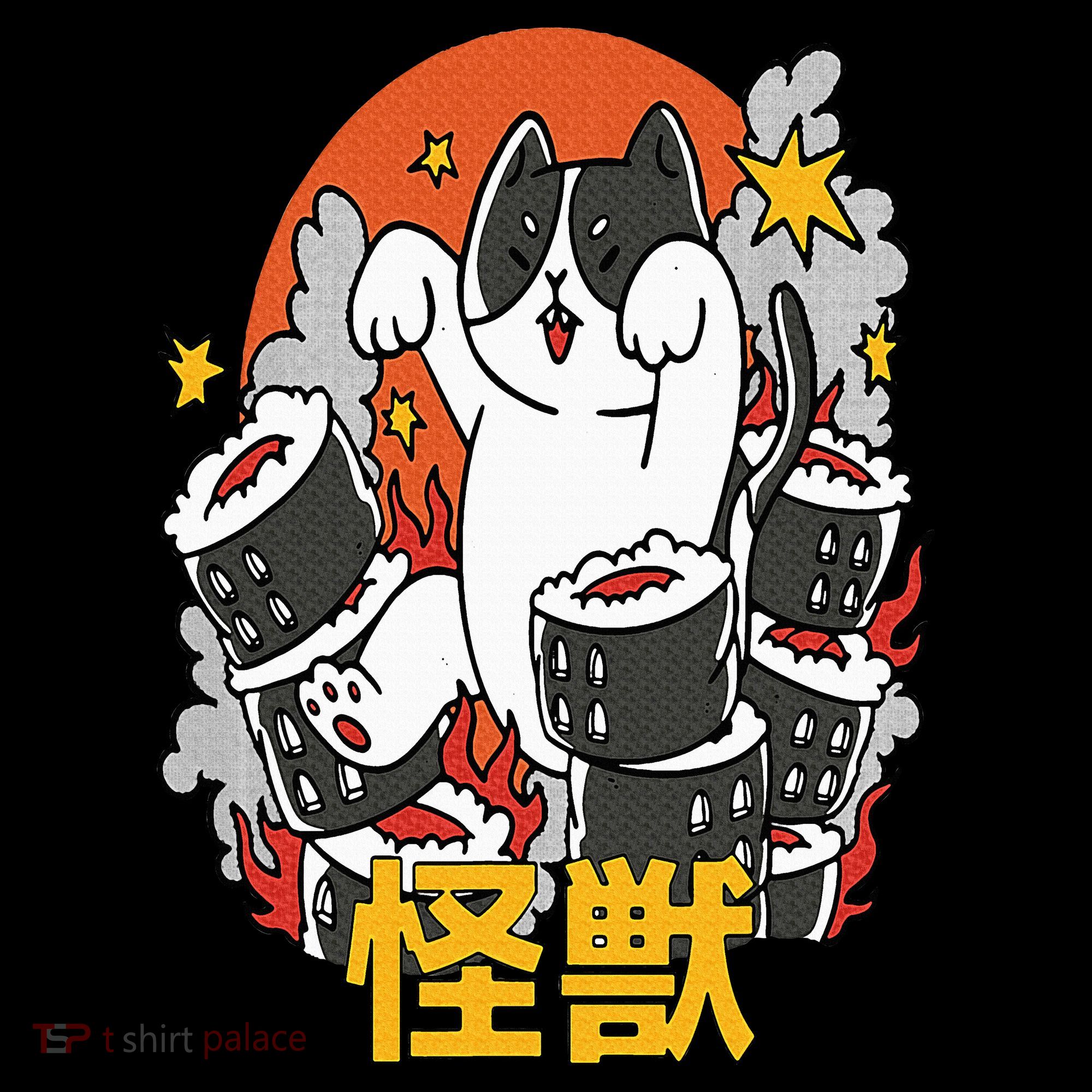 Catzilla Sunset Sushi Cat Japanese Hoodie
