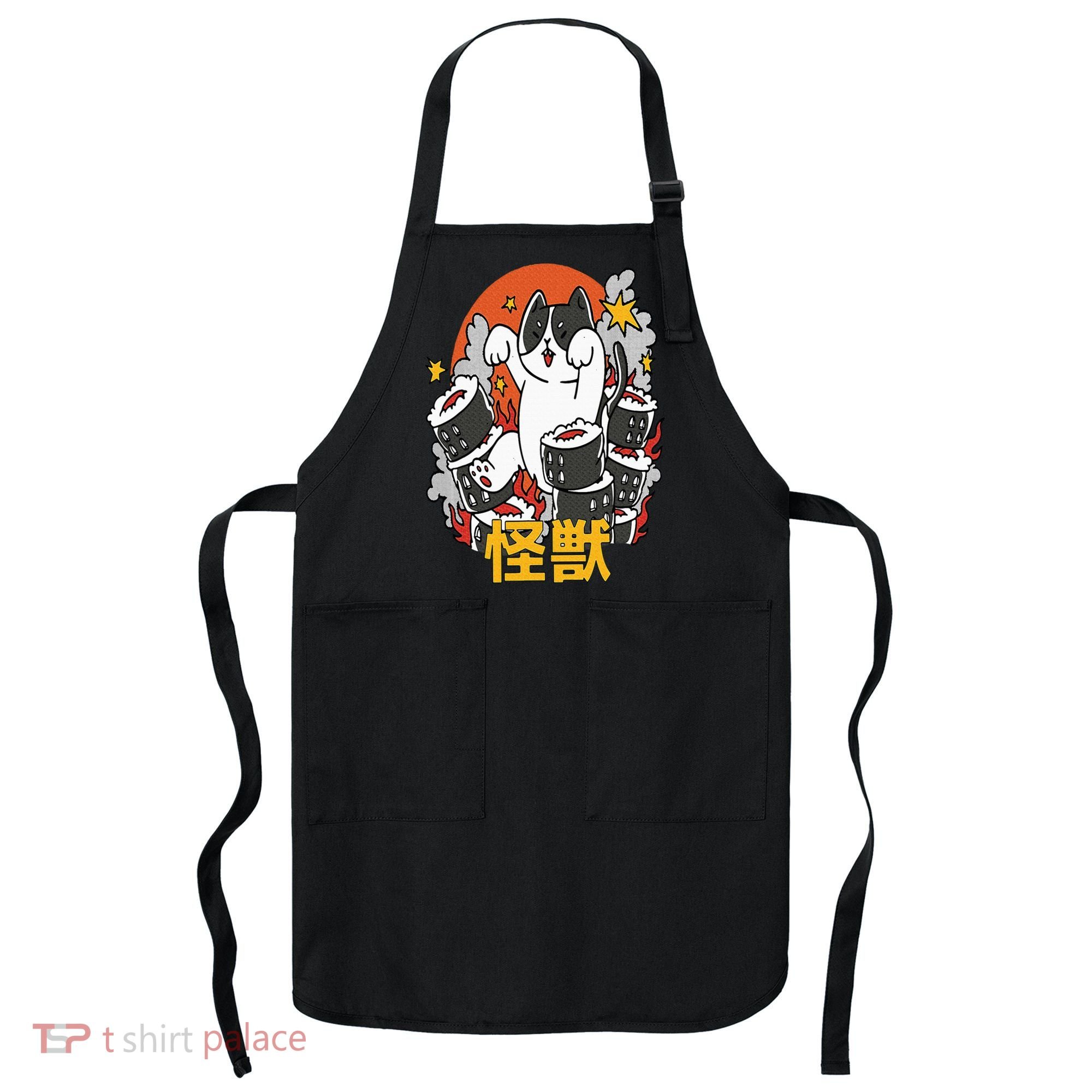 Catzilla Sunset Sushi Cat Japanese Apron