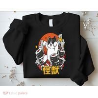Catzilla Sunset Sushi Cat Japanese Sweatshirt thumb 2