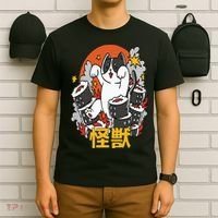 Catzilla Sunset Sushi Cat Japanese T-Shirt thumb 6