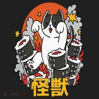 Catzilla Sunset Sushi Cat Japanese Tumbler thumb 3