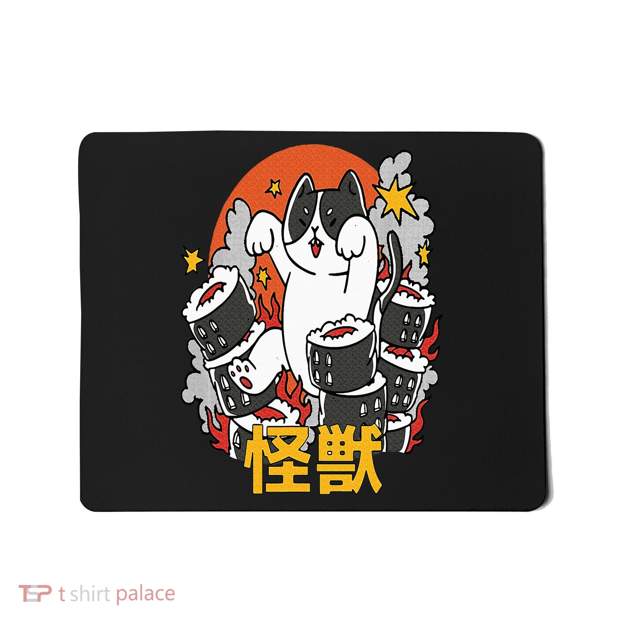 Catzilla Sunset Sushi Cat Japanese Mousepad