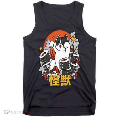Catzilla Sunset Sushi Cat Japanese Tank Top