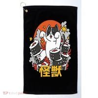 Catzilla Sunset Sushi Cat Japanese Golf Towel thumb 0
