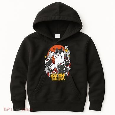 Catzilla Sunset Sushi Cat Japanese Kids Hoodie